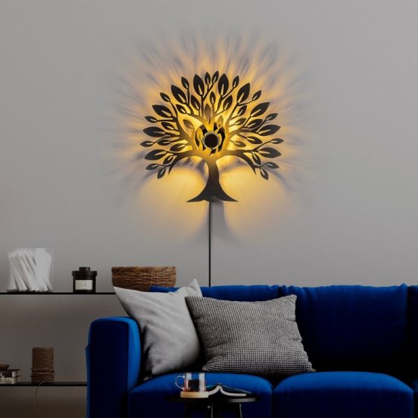 Απλίκα τοίχου Tree  E27 μεταλλική χρώμα μαύρο 50x9x46εκ. - Image 3