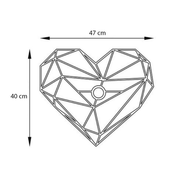 Απλίκα τοίχου Heart  E27 MDF χρώμα μαύρο 47x12x40εκ. - Image 5