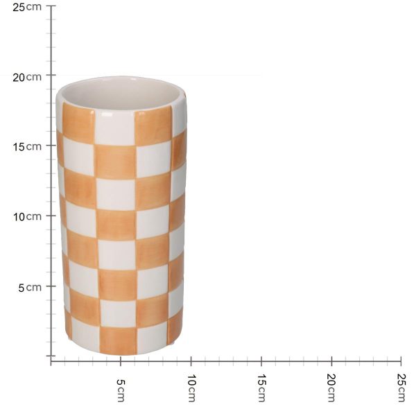 Βάζο  Σκακιέρα Πορτοκαλί Δολομίτης 10.2x10.2x20.3cm - Image 5