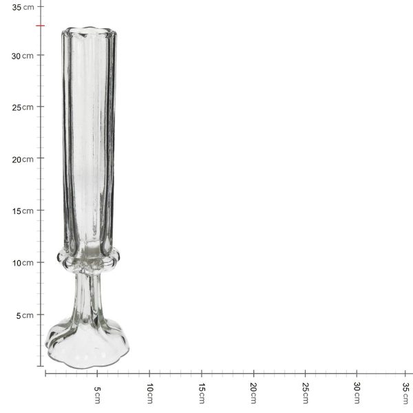 Βάζο  Φλάουτο Χειροποίητο Διάφανο Γυαλί 8.5x8.5x33cm - Image 3