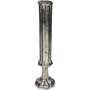 Βάζο  Φλάουτο Χειροποίητο Ασημί Γυαλί 8.5×8.5x33cm