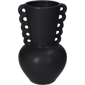 Βάζο  Μαύρο Κεραμικό 13.7×13.7x22cm
