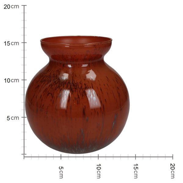 Βάζο  Κόκκινο Γυαλί 15x15x16cm - Image 5