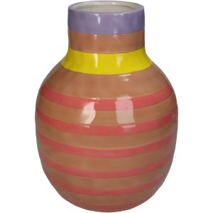 Βάζο  Με Ρίγες Ροζ Δολομίτης 17.5×17.5×24.5cm