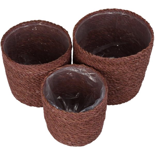 Καλάθι  Almond Seagrass 20x20x18cm Σετ 3Τμχ - Image 3