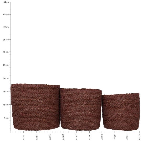 Καλάθι  Almond Seagrass 20x20x18cm Σετ 3Τμχ - Image 5