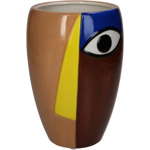 Βάζο  Αφηρημένο Πρόσωπο Πολύχρωμο Δολομίτης 13.3×13.3×19.5cm