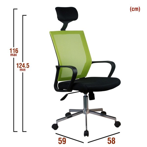 Καρέκλα Γραφείου  ΦΟΙΒΗ Πράσινο/Μαύρο Mesh 58x59x116-124.5cm - Image 2