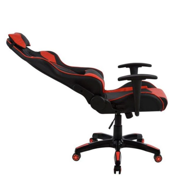Πολυθρόνα Γραφείου  Gaming ΚΥΛΛΗΝΗ Κόκκινο/Μαύρο PVC 66x67x127-135cm - Image 3