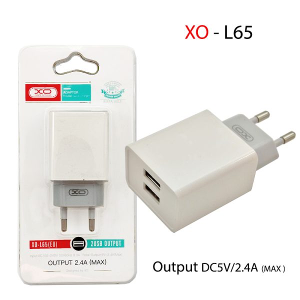 XO L65EU 2.4A Διπλής Θύρας USB Φορτιστής Άσπρο - Image 3