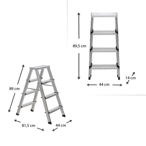 Σκάλα Double Step Perilla αλουμινίου 4+4 σκαλοπάτια 82,5εκ. - Image 3