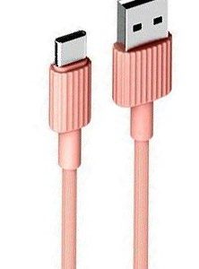XO NB156 USB Καλώδιο Φόρτισης για Type-C Ροζ