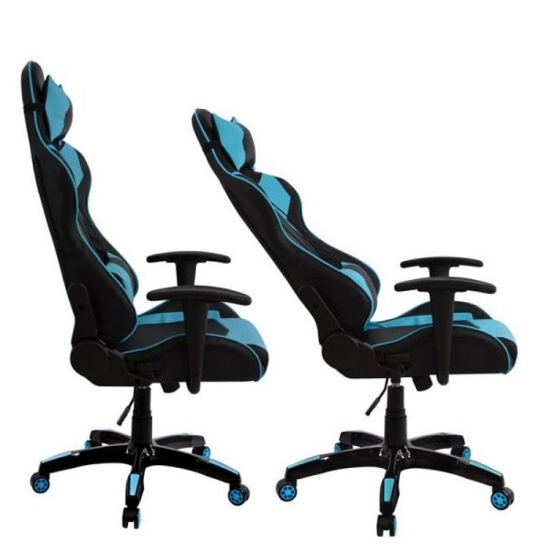 Πολυθρόνα Γραφείου  Gaming ΚΥΛΛΗΝΗ Μπλε/Μαύρο PVC 66x67x127-135cm - Image 4