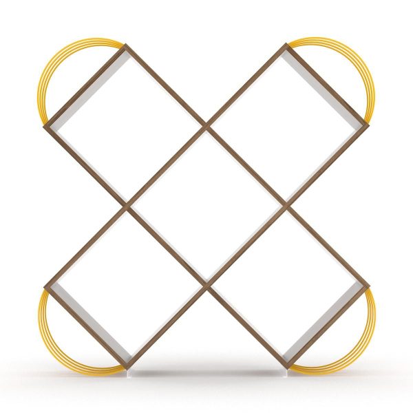 Βιβλιοθήκη  CASE Καρυδί/Κίτρινο 120x25x120cm - Image 4