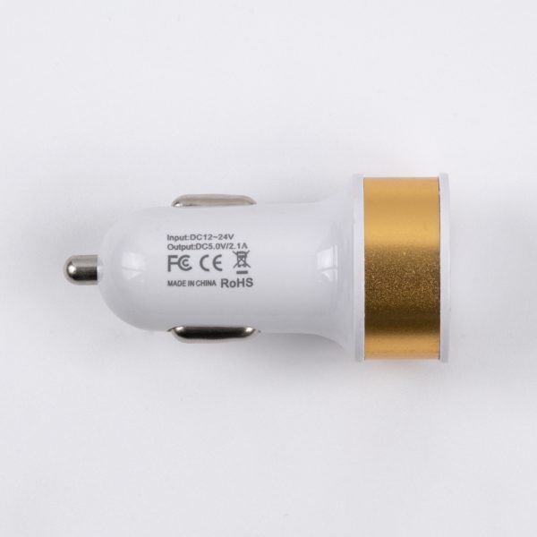 Globostar® S-90990 Χρυσός Φορτιστής Αυτοκινήτου DC 12-24V με 2 Εξόδους USB DC 5V 1.0Α & 2.1A - Image 2