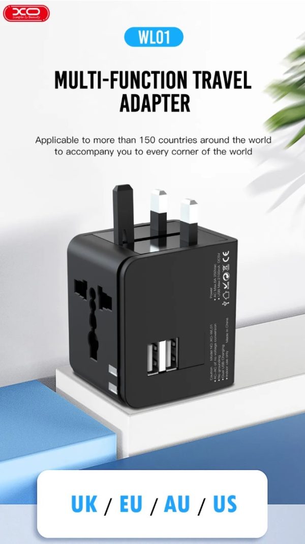 XO WL01 Φορτιστής Ταξιδιού UK / EU / US - Image 2