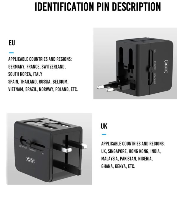XO WL01 Φορτιστής Ταξιδιού UK / EU / US - Image 5