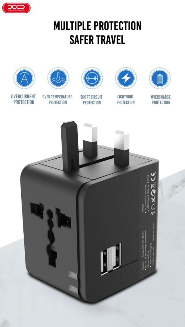 XO WL01 Φορτιστής Ταξιδιού UK / EU / US - Image 3
