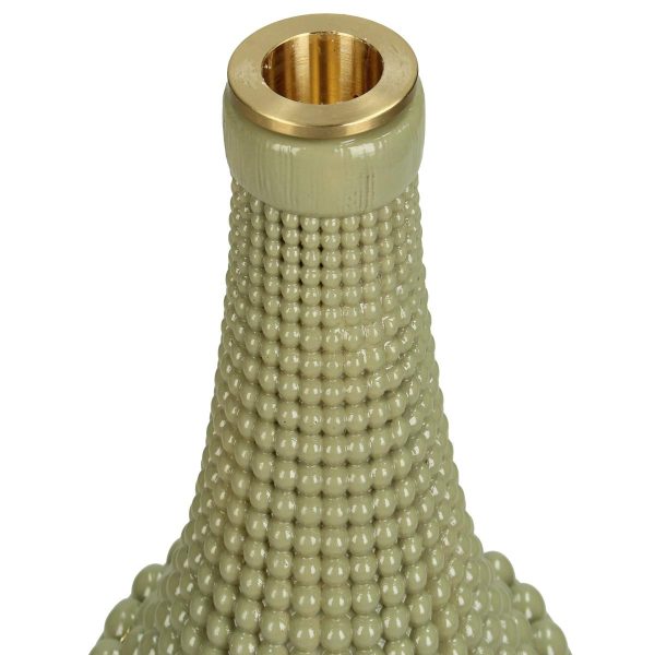 Κηροπήγιο  Χάντρες Πράσινο Polyresin 10.8x10.8x19.3cm - Image 3