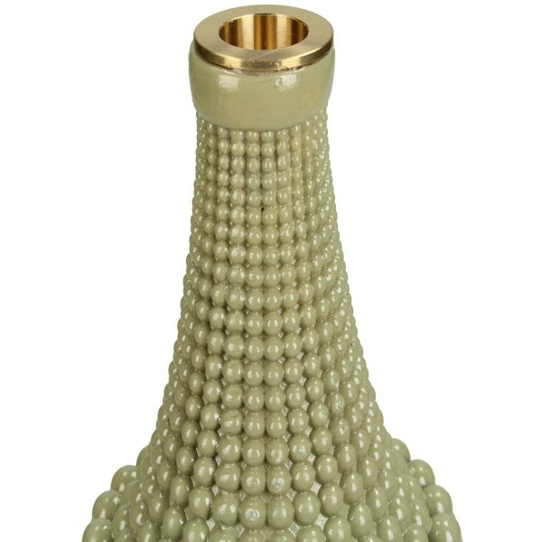 Κηροπήγιο  Χάντρες Πράσινο Polyresin 10x10x23.3cm - Image 3