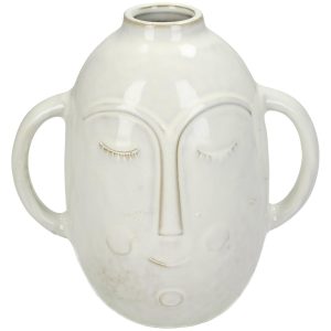Βάζο  Πρόσωπο Λευκό Κεραμικό 19×12.7×18.6cm