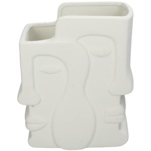 Βάζο  Πρόσωπο Λευκό Κεραμικό 17.5×9.3×20.8cm