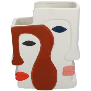 Βάζο  Πρόσωπο Πολύχρωμο Κεραμικό 20.7×9.5x26cm