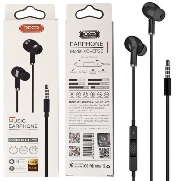 XO EP22 3.5mm Handsfree Μαύρο - Image 3