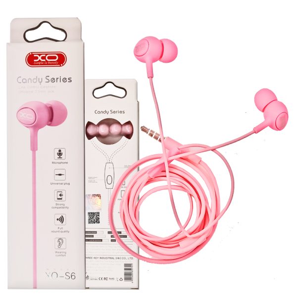 XO S6 Candy Handsfree Ρόζ - Image 4